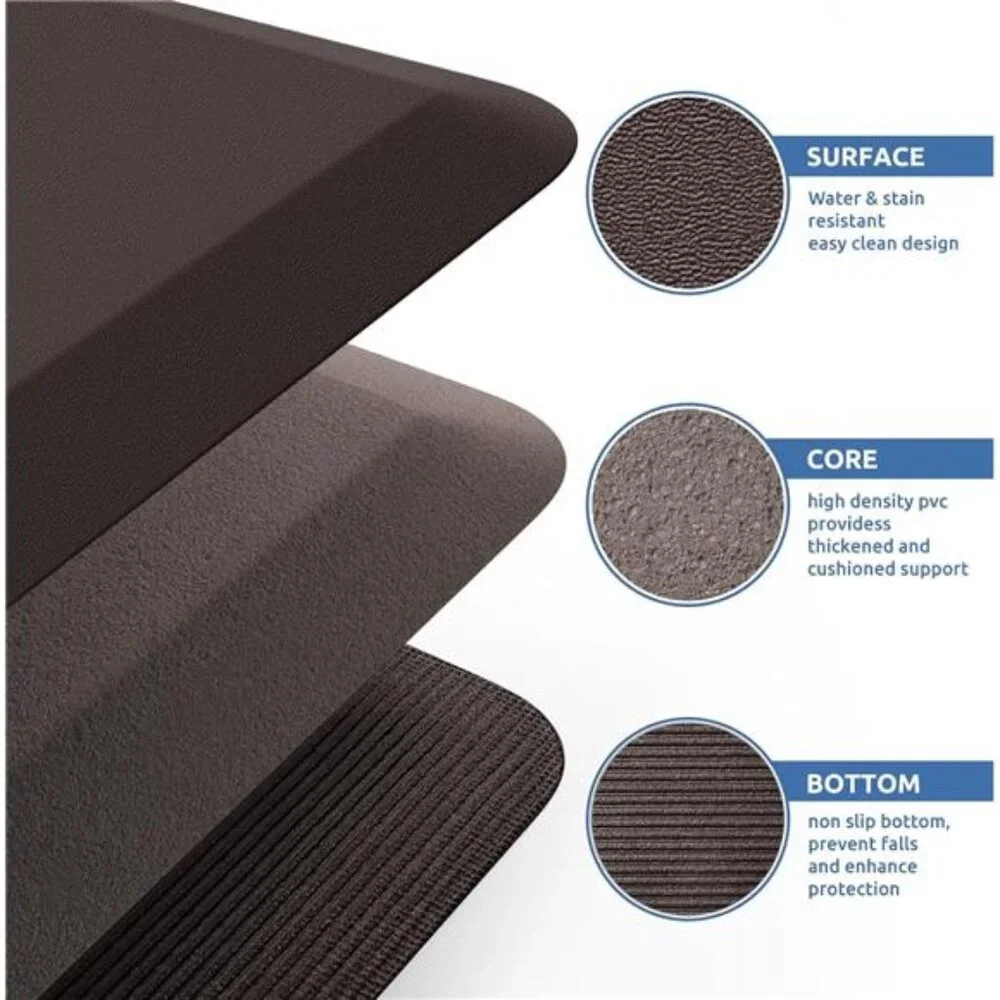 Anti Fatigue Kitchen Mat Thick Cushioned Waterproof Floor Rug Chocolate 20